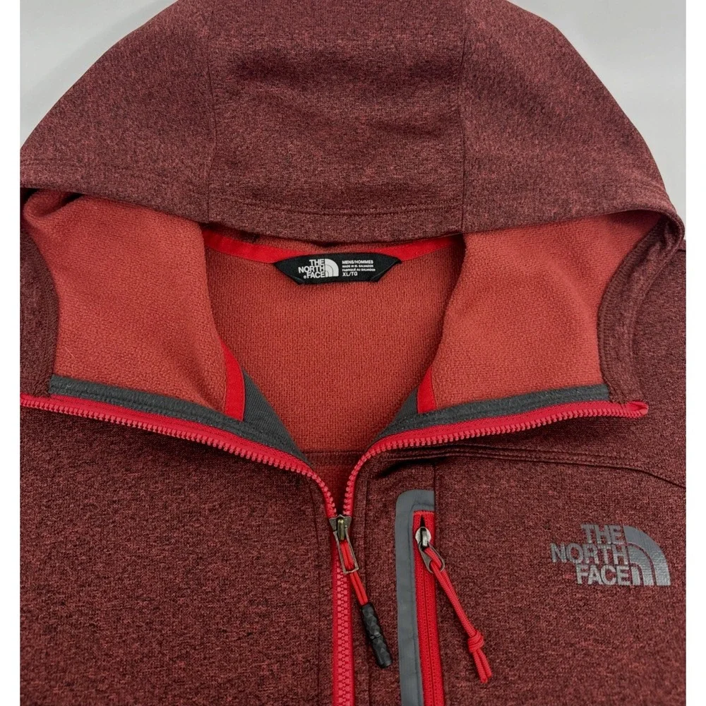 North Face Full Zip Hoodie Men's XL Rust/Red Gray Performance Fleece Jacket
